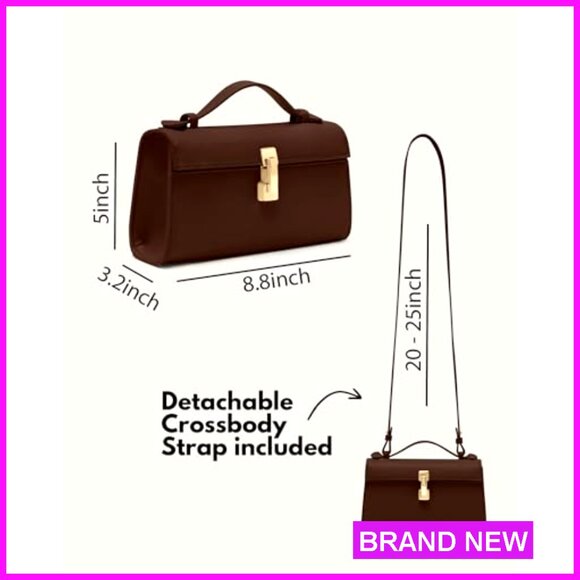 Small Vegan Leather Crossbody Clutch with Adjustable Strap - Picture 4 of 6